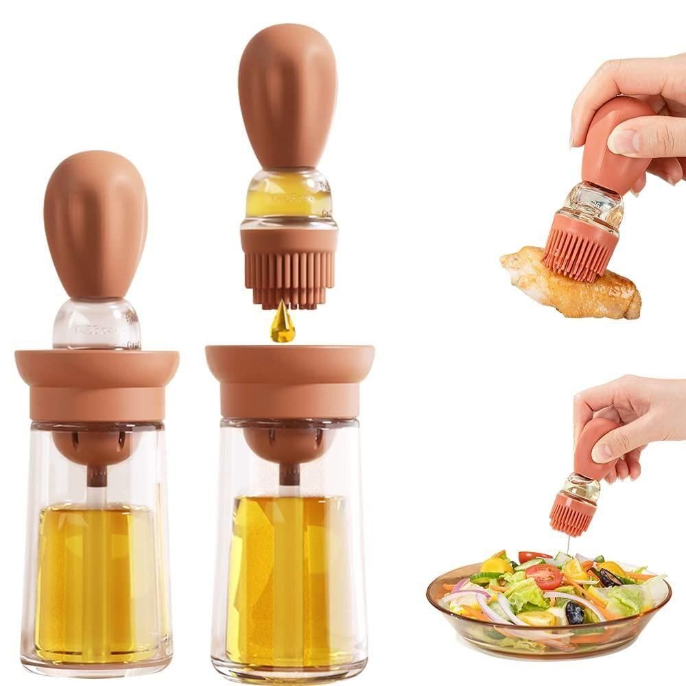 Oil Dispenser with Silicone Brush – 2-in-1 Kitchen Tool for Easy Cooking