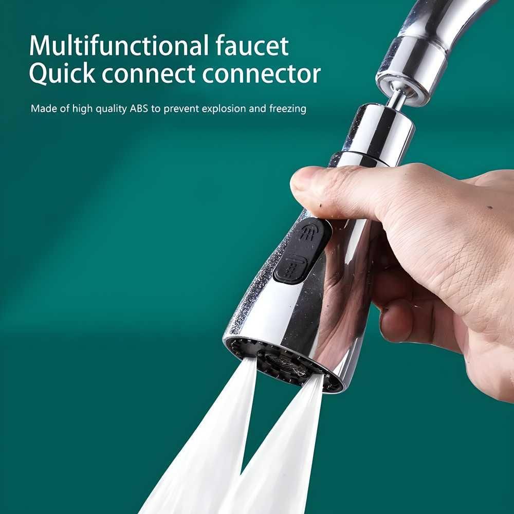 3-Mode Adjustable Kitchen Sink Sprayer – Rotatable Faucet Nozzle with Water Saver