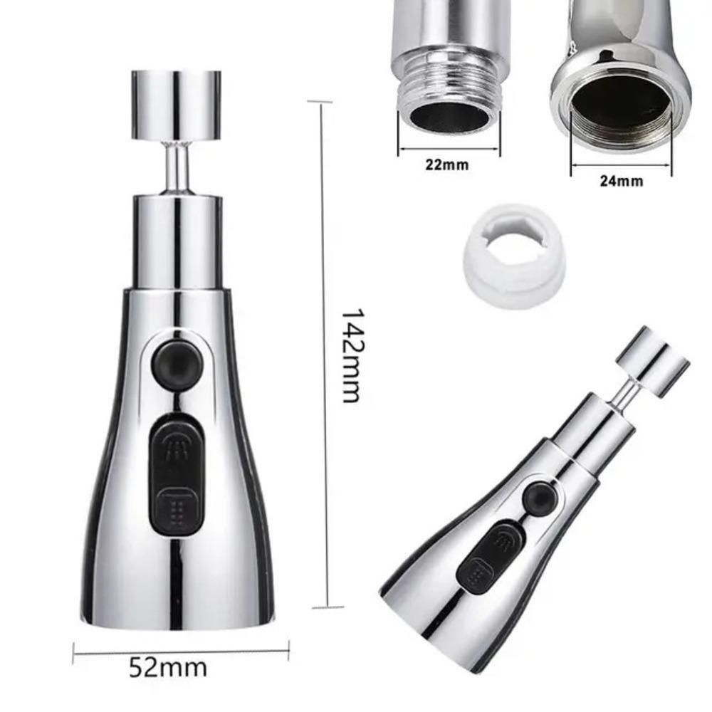 3-Mode Adjustable Kitchen Sink Sprayer – Rotatable Faucet Nozzle with Water Saver