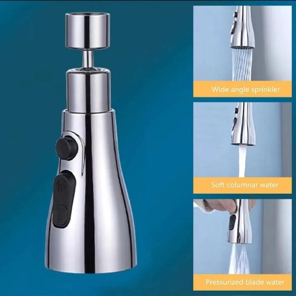 3-Mode Adjustable Kitchen Sink Sprayer – Rotatable Faucet Nozzle with Water Saver