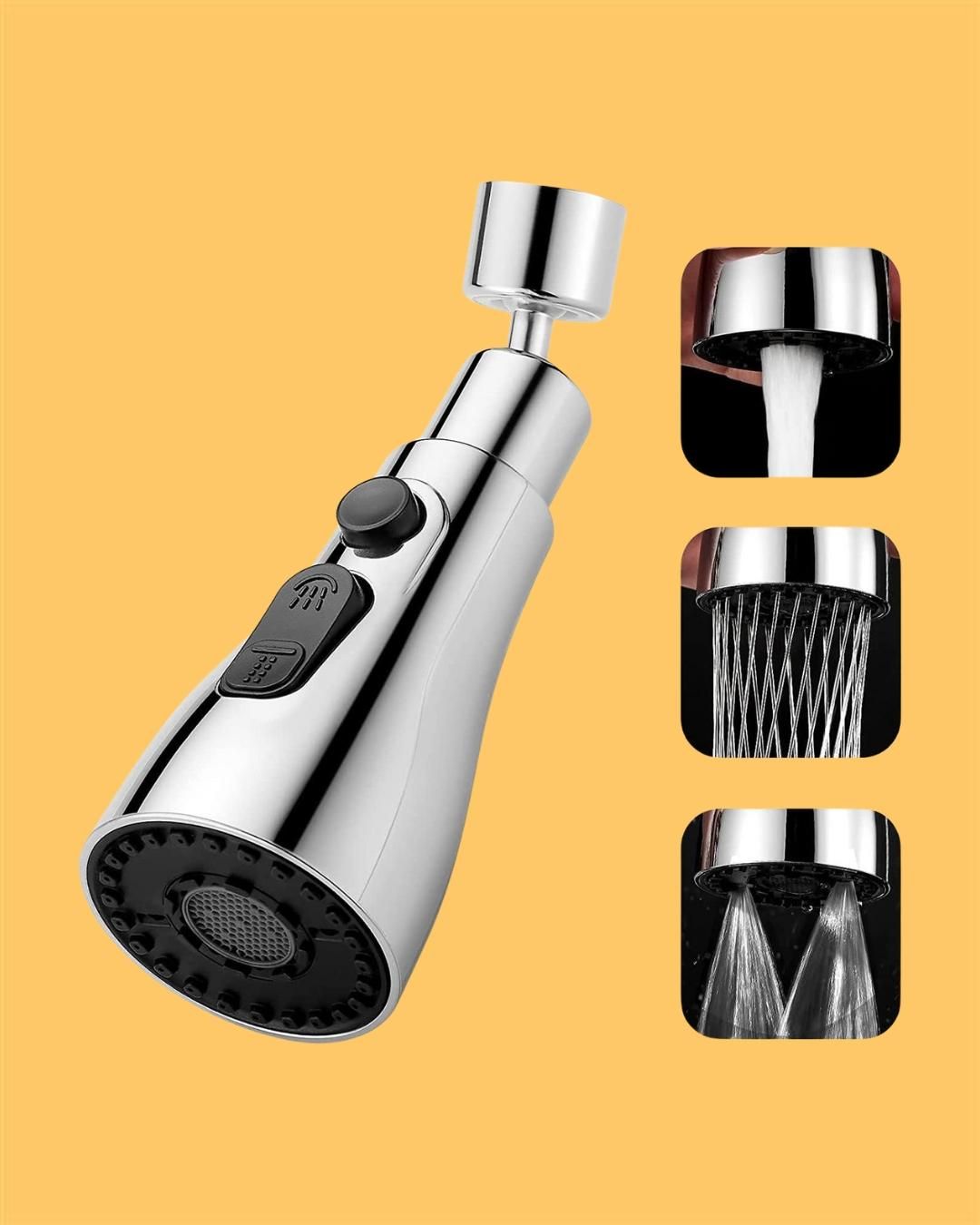 3-Mode Adjustable Kitchen Sink Sprayer – Rotatable Faucet Nozzle with Water Saver