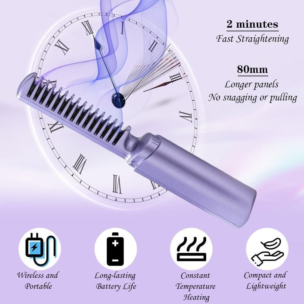 Portable Mini Hair Straightener - Rechargeable Mini Hair Straightener Hot Comb